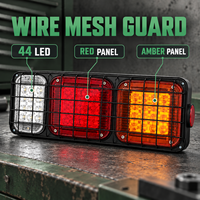 Feu arrière combiné HSSH 44 LED avec cadre en fer 12V 24V, feux stop, clignotants et marche arrière pour camion et remorque