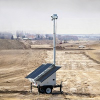 3 panneaux solaires, remorque mobile pour caméra, remorque solaire CCTV pour les chantiers de travaux en zone isolée, sécurité