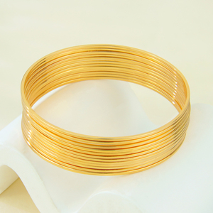 2pcs Dubai Stackable <b>Bangles</b> 21k Gold Plated Simple Design Ladies Bracelet Jewelry for Daily Event Party - Product Image 6