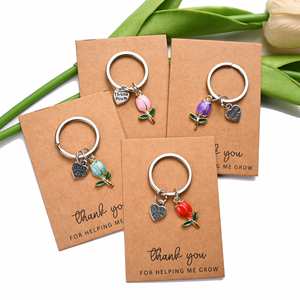 Oferta Especial: Tarjeta de Agradecimiento en Inglés y Colgante para Bolso con Llavero de Tulipán de Aleación con Efecto Goteo de Aceite - Product Image 4
