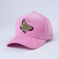 Gorras de Béisbol Rosadas con Logotipo Personalizado Bordado OEM, Gorras Deportivas Unisex de Corduroy con Visera Curva y Cierre a Presión