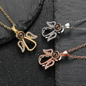 Collier Pendentif <span class=keywords><strong>Ange</strong></span> à Projection, Plaqué Or, Ailes en Zircon, Photo Cachée, Charme Commémoratif <span class=keywords><strong>Gardien</strong></span>, Cadeau pour Femme - Product Image 6