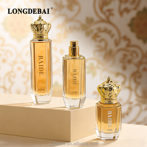 Luxury Classic Vertical Stripe Crystal Glass <b>Perfume</b> <b>Bottle</b> <b>30ml</b> 50ml 80ml Premium Empty <b>Perfume</b> <b>Bottle</b> with Golden Crown Cap - Product Image 2