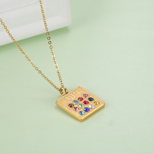 Myshape 12 pierres de naissance collier pendentif strass amulette porte-bonheur hébreu tribus juives pendentif rempli bijoux en acier inoxydable - Product Image 3