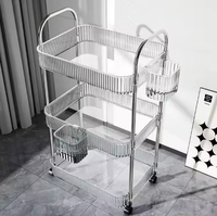 Chariot de rangement multi-niveaux en plastique pour salon, cuisine, maison, étagère mobile pour livres et collations, chariot à roulettes en acrylique
