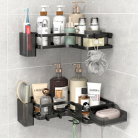 Étagère murale en métal à double couche, organisateur d'évier triangulaire à double couche, sans perçage, pour salle de bain, balcon, cuisine