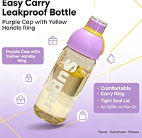 Botol Air Kaca Borosilikat Modern Kapasitas Besar, Mug Perjalanan Custom dengan Tutup Ulir Anti Bocor, Desain Cetak Huruf