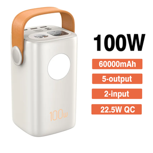 Two-Way Fast Charging High Capacity 60000mAh Power Bank 100W USB-C Output with LED Display Camping Light for Laptop Smartphone - Product Image 1