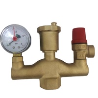 Soupape de sécurité en laiton avec manomètre pour chauffage au sol Soupape intégrée de décharge réglable d'échappement automatique en laiton
