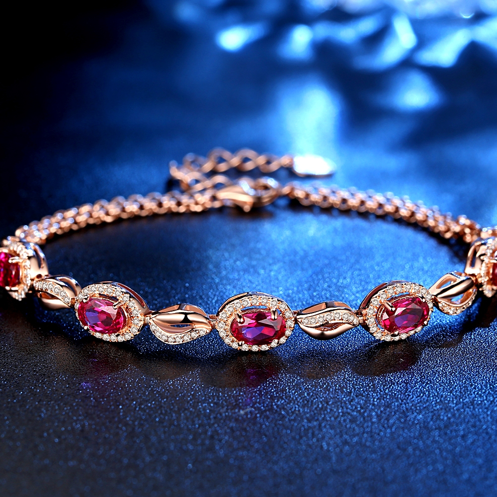 Hot selling jewelry elegant bracelet red zircon luxury womens jewelry(图4)