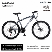 Vélo de montagne 26 pouces en gros, 27 vitesses, directement de l'usine, cadre en acier haute teneur en carbone, freins à disque mécaniques, fourche à ressort