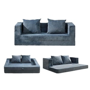 Sofá cama minimalista moderno de dos plazas, tapizado en tela, con respaldo acolchado, muebles de sala de estar, color blanco - Product Image 1