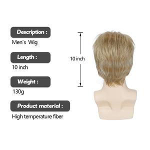 Shinein Handsome Daily Fluffy Perruque synthétique pour hommes Blonde Full Straight Perruque de cheveux courts pour hommes - Product Image 2