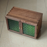 Meuble de rangement moderne marron mini double porte en verre gaufré vert avec jointure en queue d'aronde, vente en gros OEM/ODM