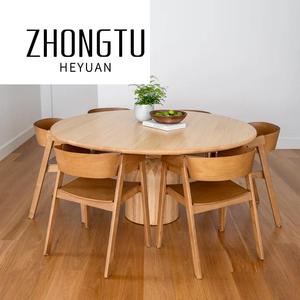 Mesa de comedor de diseño moderno, de <span class=keywords><strong>centro</strong></span> de mesa de comedor Hotel, juego de mesa de comedor redonda de madera de roble, muebles nórdicos de 8 plazas de madera maciza - Product Image 2