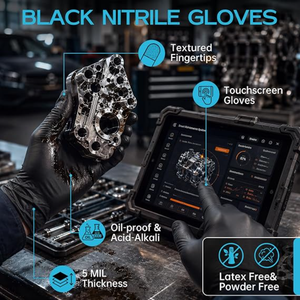 Guantes Negros <span class=keywords><strong>de</strong></span> Nitrilo <span class=keywords><strong>de</strong></span> 5 Mil, Desechables, Sin Látex, <span class=keywords><strong>de</strong></span> Goma, para Mecánicos, Limpieza del Hogar, Cocina, <span class=keywords><strong>Tatuajes</strong></span> - Product Image 5