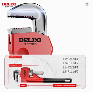 DELIXI ELECTRIC <span class=keywords><strong>Llave</strong></span> <span class=keywords><strong>de</strong></span> <span class=keywords><strong>tubo</strong></span> <span class=keywords><strong>de</strong></span> 10 pulgadas <span class=keywords><strong>de</strong></span> alta resistencia, <span class=keywords><strong>de</strong></span> acero al carbono y aluminio, con gran apertura y mango hueco ajustable - Product Image 3