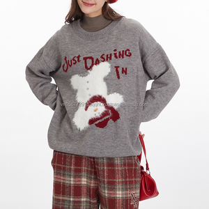 Suéter Personalizable con Diseño de Letras y Dibujos Animados, Cuello Redondo, Holgado, para Otoño e Invierno, Tejido Jacquard, para Hombre y Mujer - Product Image 3