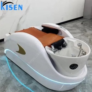 Kisen Factory Price Outlet Luxury Salon Hair Washing Electric Massage Table <b>LED</b> Shampoo <b>Bed</b> With Bowl Steamer - Product Image 2