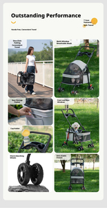 Poussette <span class=keywords><strong>pour</strong></span> animaux de compagnie réglable, imperméable et lavable, légère et portable, <span class=keywords><strong>pour</strong></span> chats et petits chiens, utilisation en extérieur, exportation transfrontalière - Product Image 2
