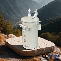 Transformador Electrónico Monofásico Sumergido en Aceite para Montaje en Poste, Enfriamiento ONAN, 5KVA 25KVA 50KVA 10kv, Transformadores de Media y Alta Tensión Personalizados
