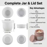 Grand moule en silicone pour pot à bougie avec couvercle, résistant à la chaleur et compatible four, moule rond en résine, béton, plâtre pour créations DIY