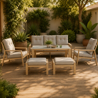 Ensemble de canapés d'extérieur durables avec structure en aluminium imitation bois, résistant à l'eau et aux UV, mobilier de conversation pour patio, jardin et hôtel