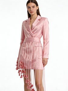 A11747 Blazer Lungo da Donna Elegante per Ufficio Rosa Nero Giacca da Completo Cappotto Chiavi <span class=keywords><strong>di</strong></span> Scelta: Business Affari Ufficiali - Product Image 1