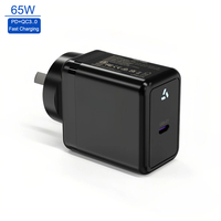 Cargador GaN de 65W Personalizado de Fábrica, Puerto USB-C Único, Enchufe AU, Certificado SAA, Adaptador de Pared de Carga Rápida PD para Laptop y Teléfono Móvil