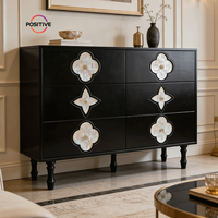 Meuble de rangement mural 6 tiroirs de luxe léger français pour salon, buffet, console de présentation italienne pour entrée