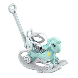 Istaride Rocking Horse for Toddlers Balance Bike Ride On Toys with Push Handle Backrest and Balance Board