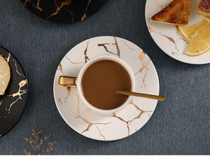 Luxury Nordic Ceramic Marble <b>Coffee</b> Cup Black Gold Espresso <b>Mug</b> Milk Tea Saucer <b>Set</b> - Product Image 6