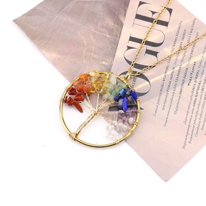 Joyería de piedra natural de 7 colores, corazón de cristal, Pachira macrocarpa, collar de árbol de la suerte enrollado hecho a mano, adorno N742 - Product Image 2