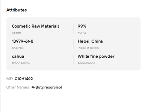 4-Butilresorcinol con 99% de Pureza, CAS 18979-61-8, Polvo Fino Blanco, Aclarante y Antimanchas para el Cuidado Facial de la Piel - Product Image 6