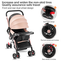 Poussette compacte pour bébé, pliable, légère, avec dossier réglable, capote, porte-gobelet et panier de rangement