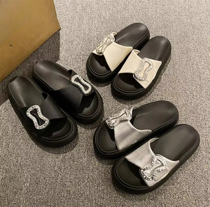 Custom Logo <b>Summer</b> Spring Anti-Slippery Breathable <b>Decorative</b> with Diamonds Headed Flat Bottomed Comfortable Women for - Product Image 3