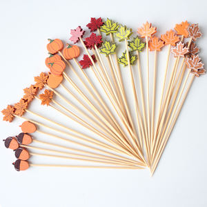 Palillos de Bambú Desechables con Diseño de Calabaza, Hojas de Arce y Bollos para Aperitivos y Cócteles de Acción de Gracias - Product Image 5