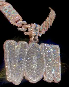 Aangepaste Mannen Luxe Hanger Voorbij Diamanten Test 925 Zilver Ijskoud Moissanite Vvs Hiphop Hangers