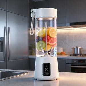 Mixeur portable sans BPA, silencieux et robuste, pour smoothies, recharge USB, pour voiture, 400 ml, étanche, mode turbo, glace pilée, 6 vitesses - Product Image 2