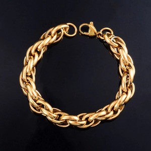 Bracelet épais en acier inoxydable style punk avec chaîne en corde pour femmes et hommes, bijou de cheville, bracelet de poignet ou de main en métal - Product Image 1
