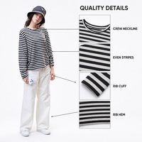 Pull en tricot rayé noir et blanc pour femmes, manches longues, coupe ample, style rétro, prêt à être expédié (ODM/OEM)