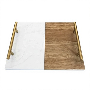 Black Marble Tray Gold Metal Handle Luxury Serving Tray Decorative Tray Coffee Table Tray Dining Tray Hotel Tray Restaurant Tray - Product Image 3