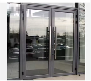 Portes de séparation en verre modernes sur mesure, étanches, de style français, finies en aluminium, portes d'entrée à charnières pour usage commercial - Product Image 1
