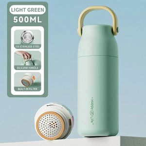 Stainless Steel Vacuum Insulated <b>Water</b> <b>Bottle</b> 500ml with Tea <b>Infuser</b> Portable Leakproof Wide Mouth for Students Office Travel - Product Image 5