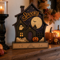 Figurine d'Halloween personnalisée en contreplaqué peuplier découpée au laser pour maison hantée, vente en gros, décoration effrayante, conforme CPSC, DDP