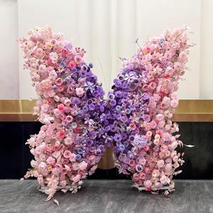 Décoration mobile sur le thème des papillons et des fleurs artificielles violettes, toile de fond pour photos et événements, idéale pour les anniversaires et l'aménagement de lieux hôteliers - Product Image 1