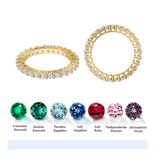 Anillo de Compromiso de Eternidad de Oro de 10K y 14K con Moissanita DEF de Corte Redondo de 2mm, Joyería de Moda - Product Image 1