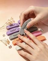 Lime à ongles en éponge demi-lune Amilay, personnalisable avec logo imprimable, grain 100/180, polissoir à ongles pour vente en gros