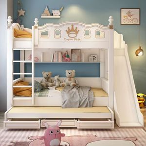 <span class=keywords><strong>Lit</strong></span> superposé pour filles au design français avec <span class=keywords><strong>toboggan</strong></span>, meubles de chambre à coucher pour garçons, conçus pour les appartements d'enfants - Product Image 2