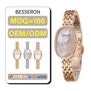 Reloj de Pulsera de Lujo para Mujer, de Acero Inoxidable, Color Oro Rosa, Analógico, Ovalado, de Cuarzo, OEM ODM - Product Image 2